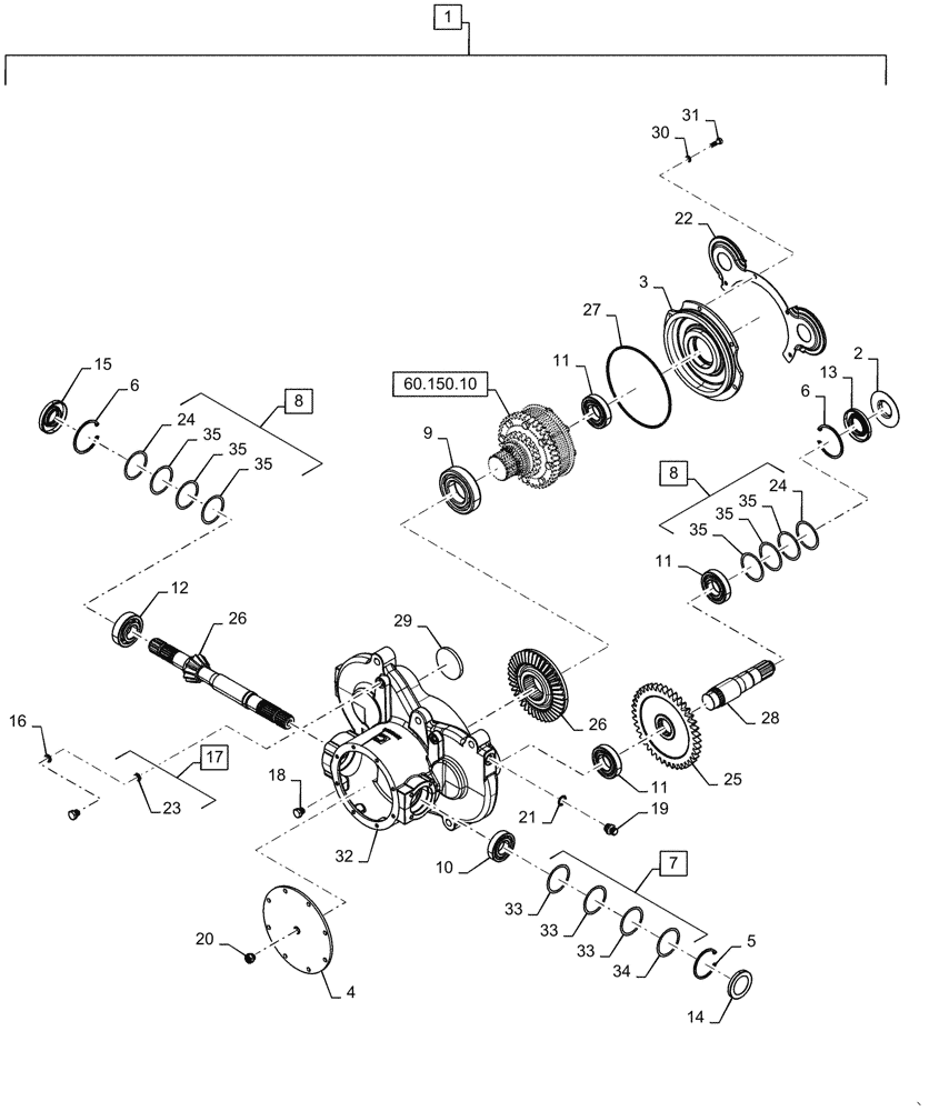 Схема запчастей Case IH 7230 - (60.150.03) - GEARBOX, FEEDER, CONVEYOR DRIVE, WITHOUT ROCK TRAP (60) - PRODUCT FEEDING