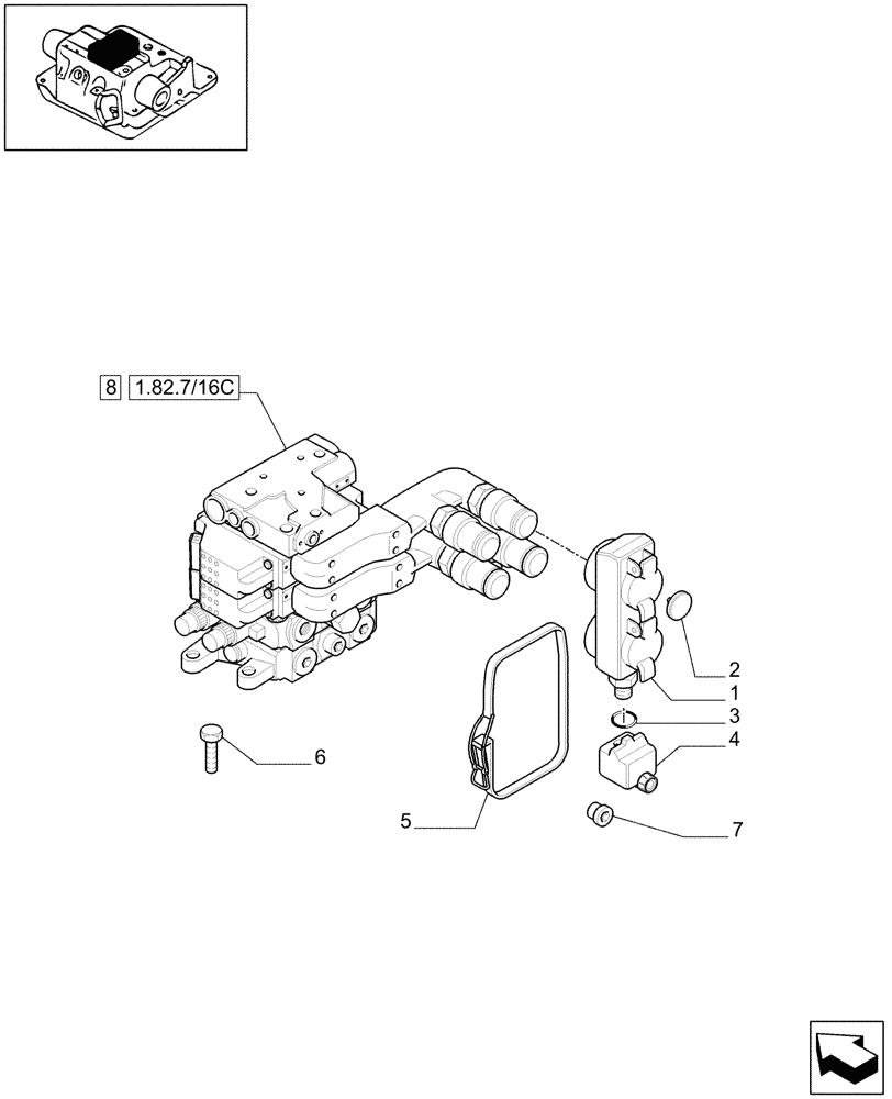 Схема запчастей Case IH MAXXUM 140 - (1.82.7/16[01A]) - 2 REAR ELECTRO-HYDR. CONTROL VALVES FOR CCLS PUMP (113 L/MIN) AND EDC (EHS1) - D6690 - C6788 (VAR.330853) (07) - HYDRAULIC SYSTEM