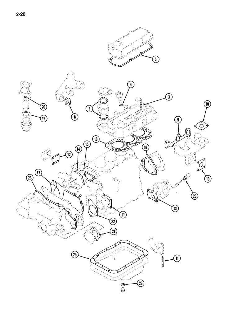 Схема запчастей Case IH 265 - (2-28) - ENGINE GASKET KITS (02) - ENGINE