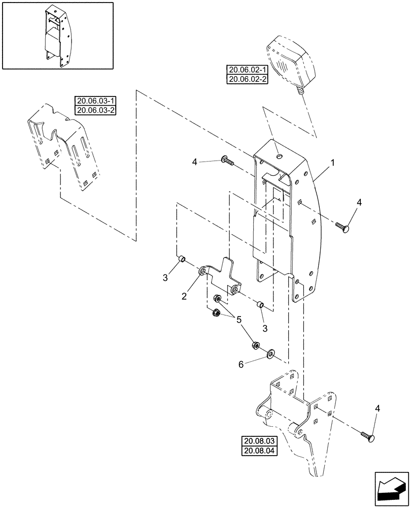 Схема запчастей Case IH HDX182 - (20.08.05) - LATCH & LIGHT SUPPORTS (90) - PLATFORM, CAB, BODYWORK AND DECALS