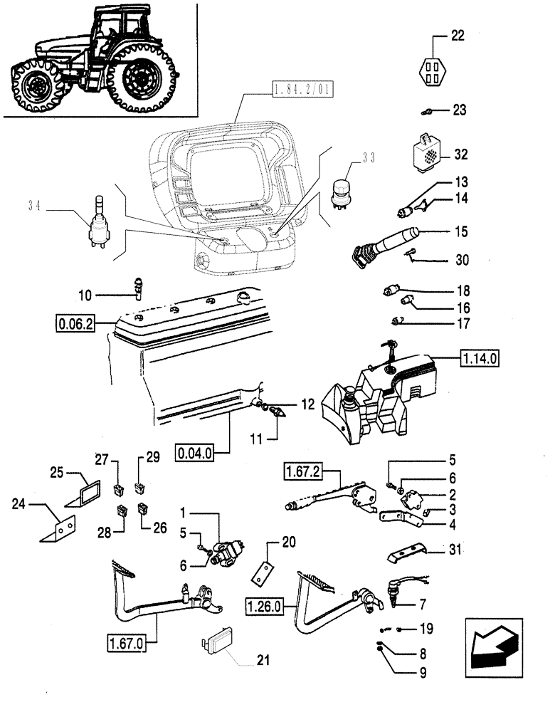 Схема запчастей Case IH JX85 - (1.75.0) - ELECTRIC CONTROLS (06) - ELECTRICAL SYSTEMS