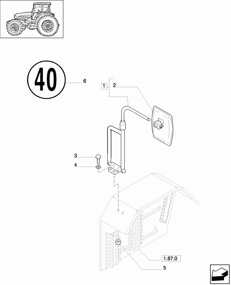 Схема запчастей Case IH JX70U - (1.93.6/03) - (VAR.002) REAR VIEW MIRROR - GERMANY (10) - OPERATORS PLATFORM/CAB