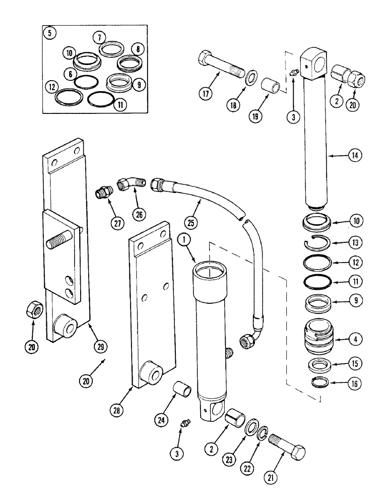 Схема запчастей Case IH 1494 - (8-348) - SHORT SUPPORT CYLINDER - LINKAGE, P.I.N. 11519846 AND AFTER (08) - HYDRAULICS