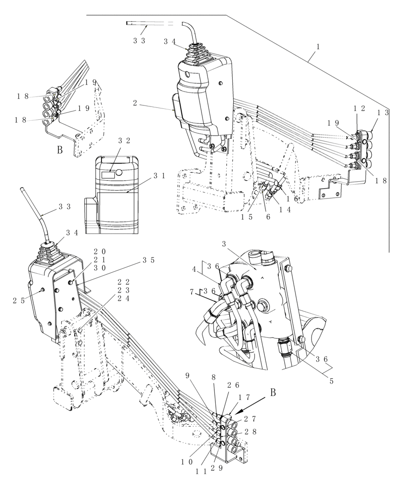 Схема запчастей Case IH LX112 - (006) - MID-MOUNT HYDRAULIC CONTROL VALVE KIT (00) - COMPLETE MACHINE