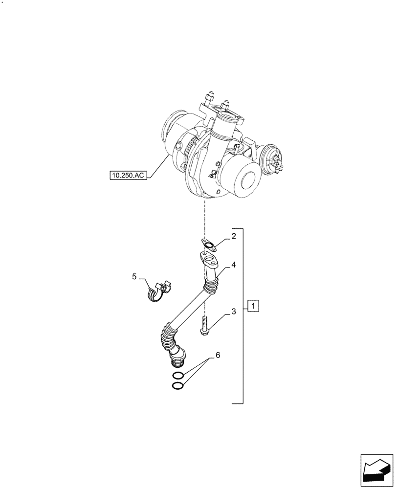 Схема запчастей Case IH F5GFL413A C008 - (10.250.AE) - TURBOCHARGER LINE (10) - ENGINE