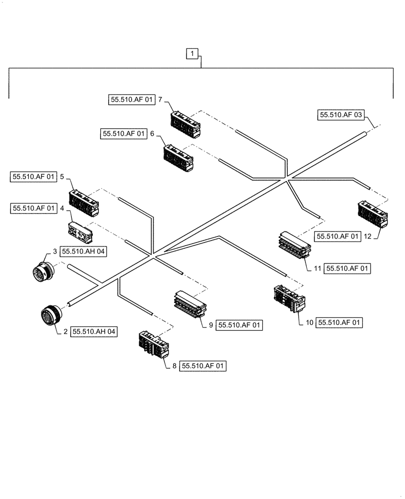 Схема запчастей Case IH 7240 - (55.510.AF[02]) - VAR - 425357, 425358 - CAB MAIN WIRE HARNESS (55) - ELECTRICAL SYSTEMS