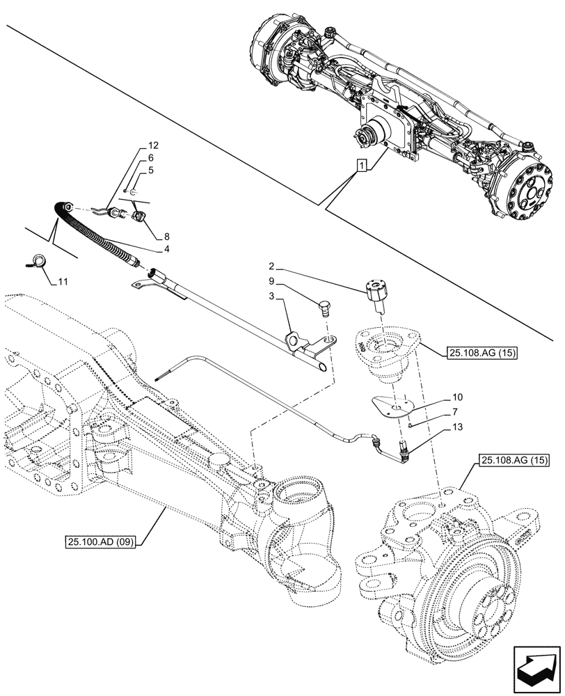 Схема запчастей Case IH PUMA 200 CVT - (55.047.AA[09]) - VAR - 758049 - SUSPENDED FRONT AXLE, W/FRONT BRAKES, STEERING SENSOR (55) - ELECTRICAL SYSTEMS