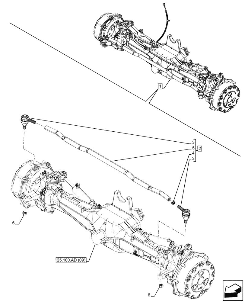 Схема запчастей Case IH PUMA 220 - (41.106.AG[09]) - VAR - 758049 - SUSPENDED FRONT AXLE, W/ FRONT BRAKES, TIE-ROD ASSY (41) - STEERING