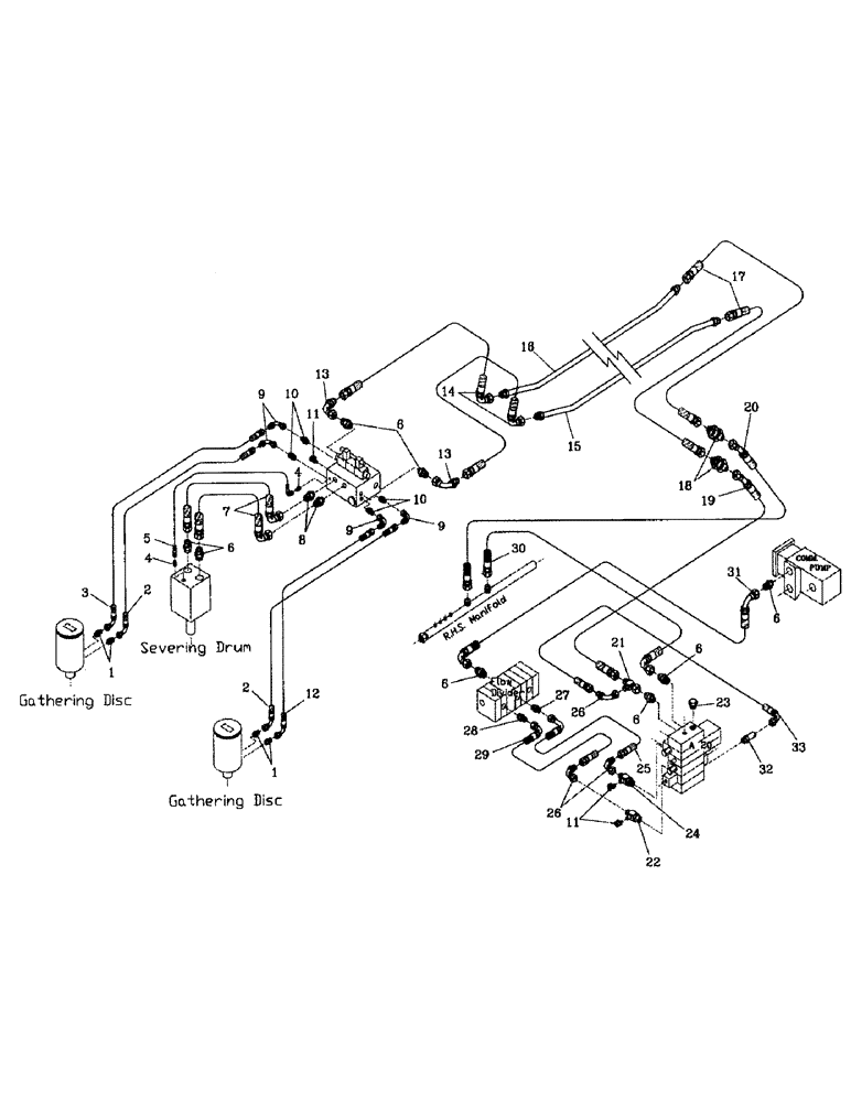 Схема запчастей Case IH 7000 - (B06-17) - HYDRAULIC CIRCUIT, SHREDDER TOPPER Hydraulic Components & Circuits