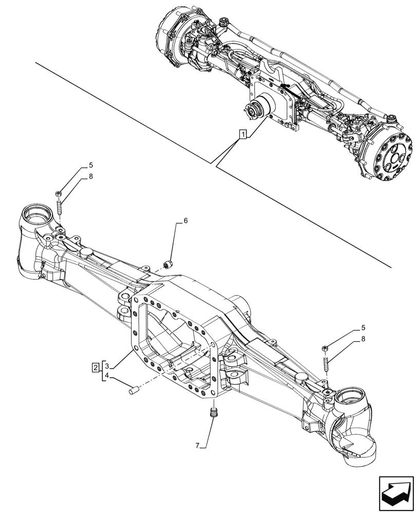 Схема запчастей Case IH PUMA 220 - (25.100.AD[09]) - VAR - 758049 - SUSPENDED FRONT AXLE, W/ FRONT BRAKES, HOUSING (25) - FRONT AXLE SYSTEM