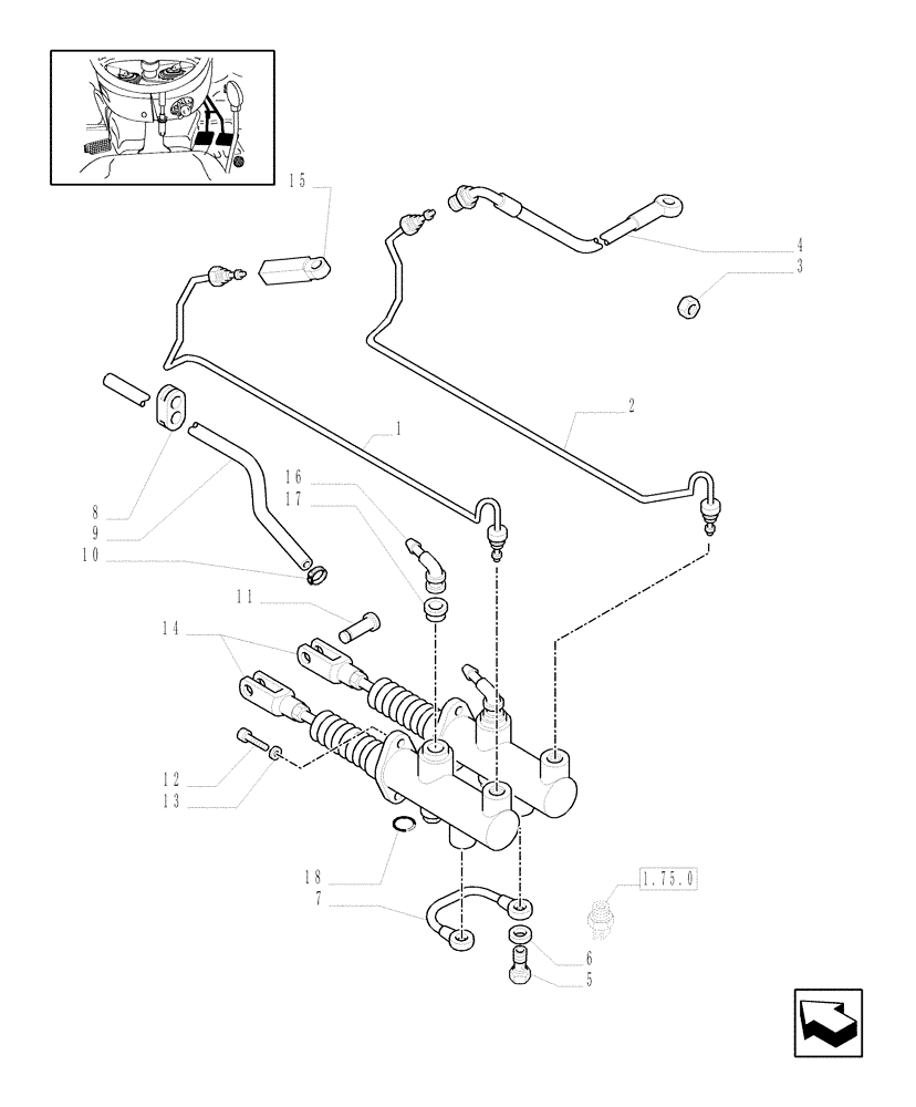 Схема запчастей Case IH JX1085C - (1.92.68[02]) - BRAKE PIPING (10) - OPERATORS PLATFORM/CAB