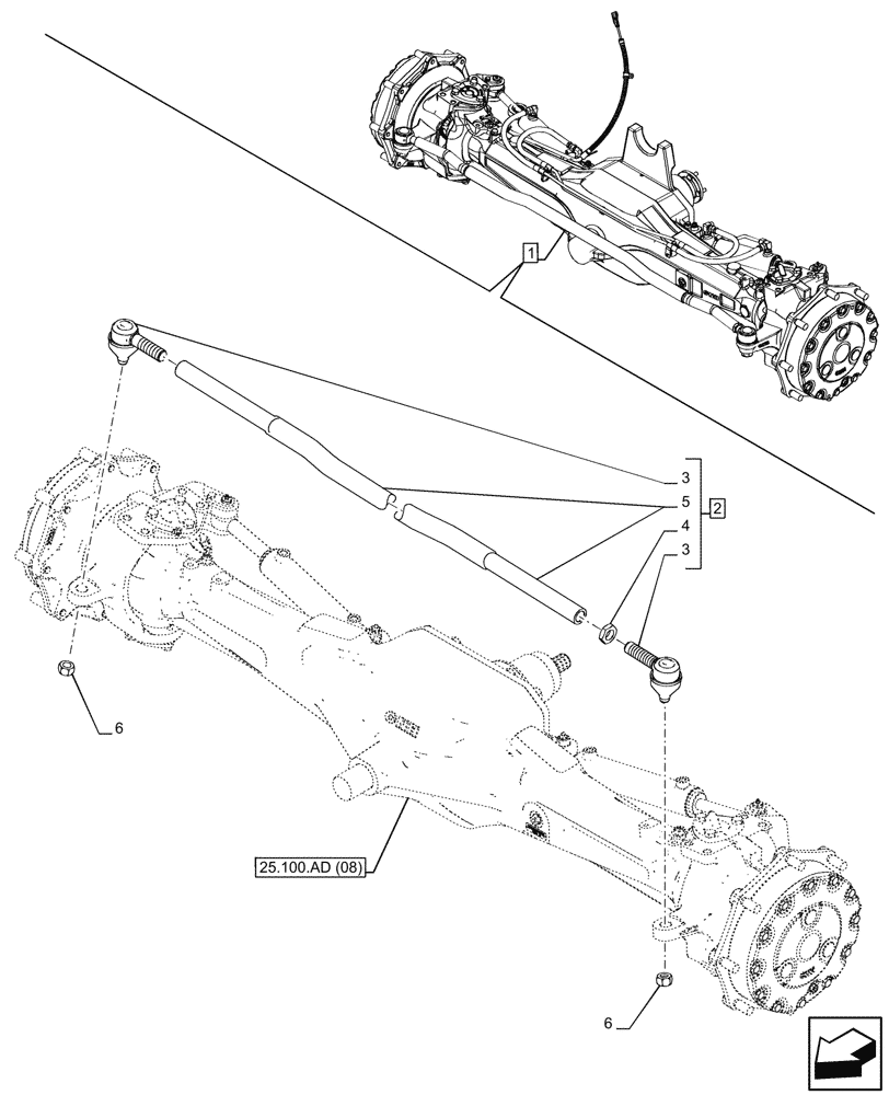 Схема запчастей Case IH PUMA 220 - (41.106.AG[08]) - VAR - 758048 - SUSPENDED FRONT AXLE, TIE-ROD ASSY (41) - STEERING