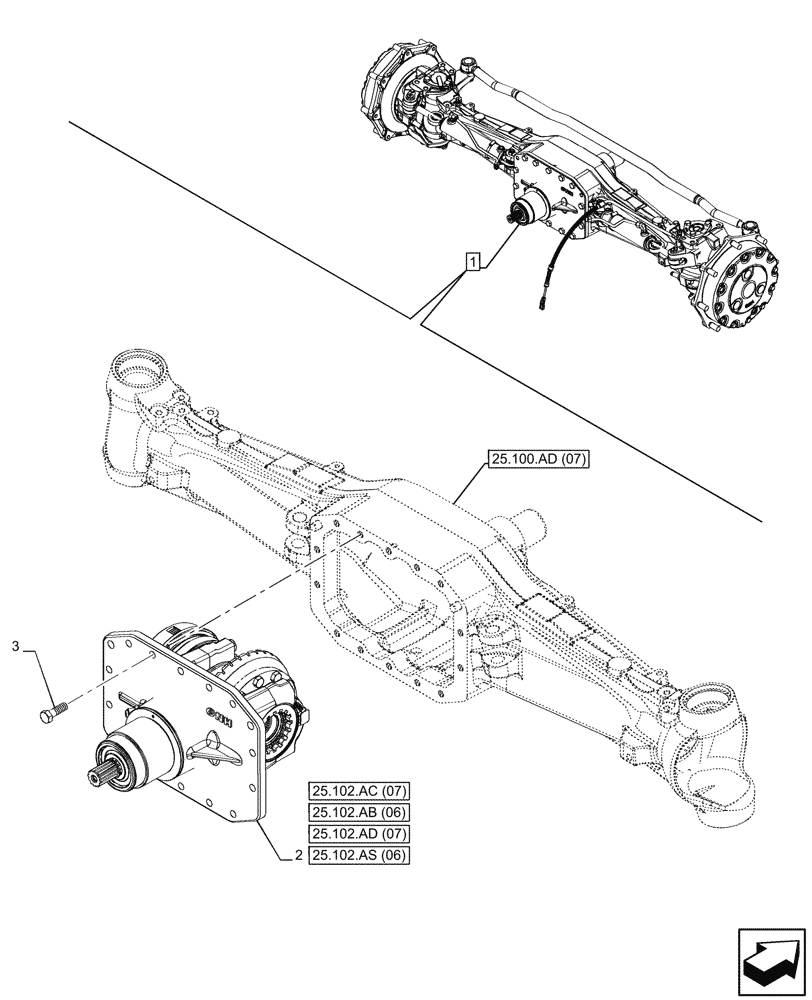 Схема запчастей Case IH PUMA 220 - (25.102.AD[06]) - VAR - 391157 - 4WD FRONT AXLE, DIFFERENTIAL (25) - FRONT AXLE SYSTEM