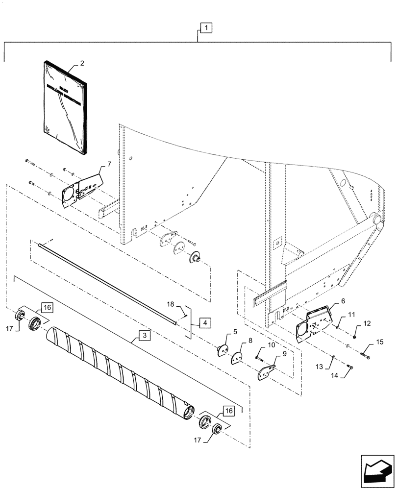 Схема запчастей Case IH RB565 - (88.100.62[01]) - DIA KIT, TAILGATE CHOPPING ROLL (88) - ACCESSORIES