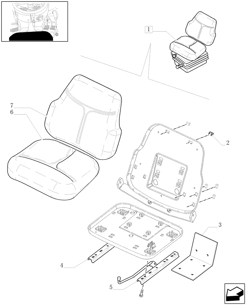 Схема запчастей Case IH JX1070N - (1.92.85/02B[01]) - (VAR.197) CASE SEAT, WITH BELTS, WITHOUT SWITCH - W/CAB - BREAKDOWN - D5644 (10) - OPERATORS PLATFORM/CAB