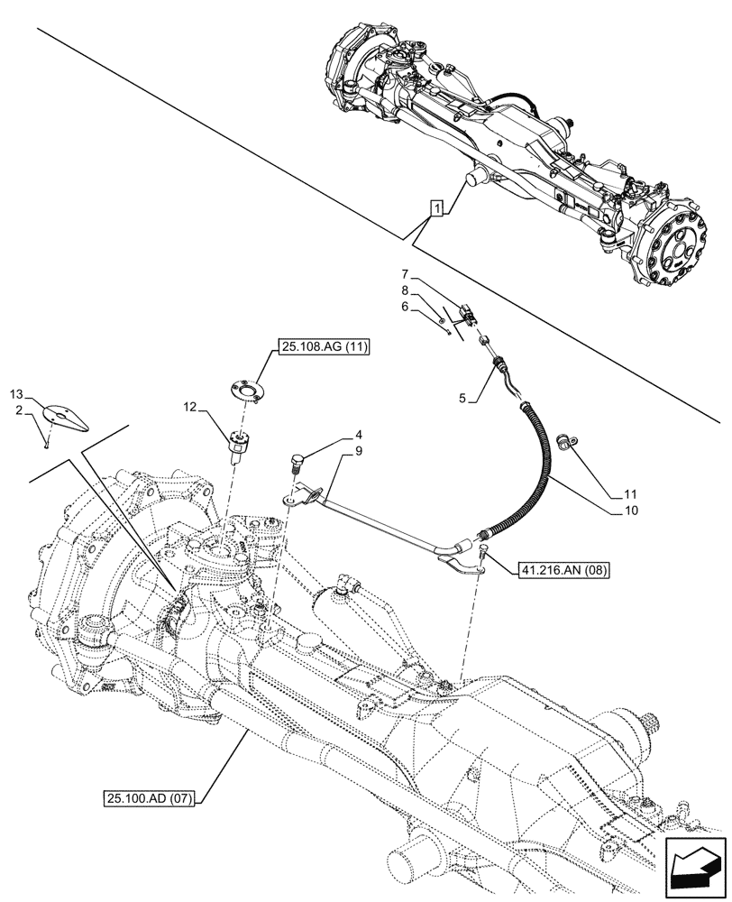 Схема запчастей Case IH PUMA 200 - (55.047.AA[07]) - VAR - 391157 - 4WD FRONT AXLE, STEERING SENSOR (55) - ELECTRICAL SYSTEMS