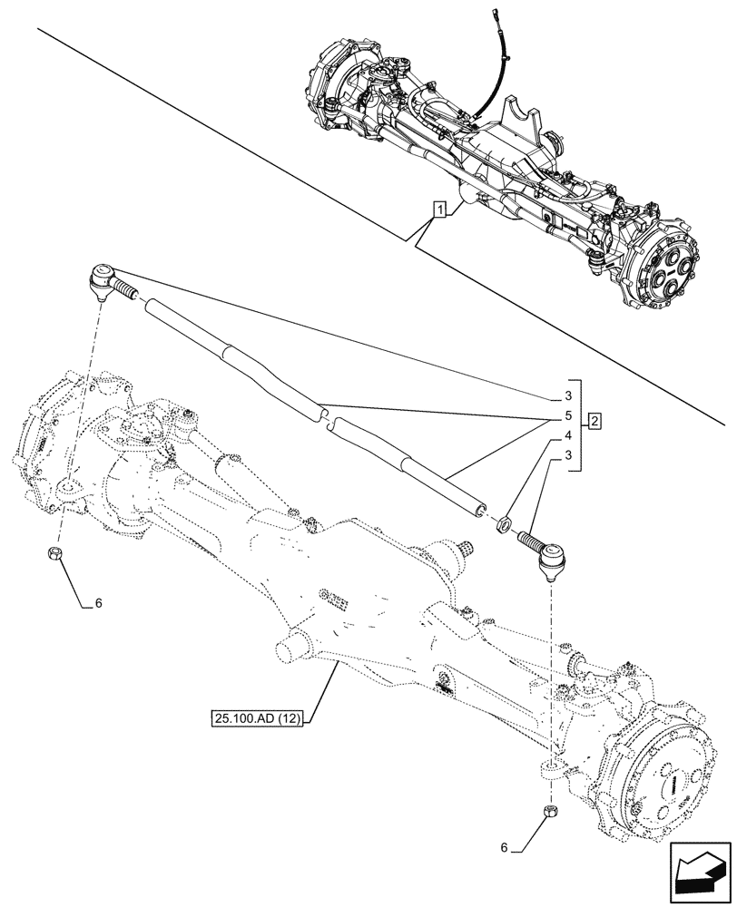 Схема запчастей Case IH PUMA 240 CVT - (41.106.AG[12]) - VAR - 758048 - SUSPENDED FRONT AXLE, TIE-ROD ASSY (41) - STEERING