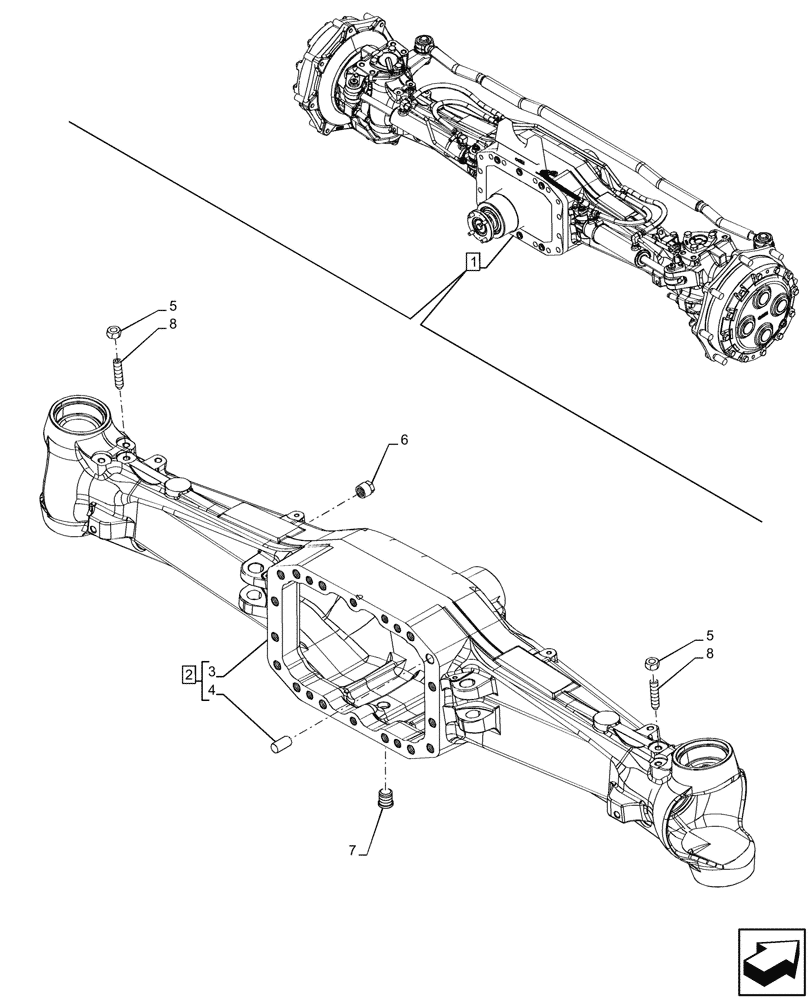 Схема запчастей Case IH PUMA 240 CVT - (25.100.AD[12]) - VAR - 758048 - SUSPENDED FRONT AXLE, HOUSING (25) - FRONT AXLE SYSTEM