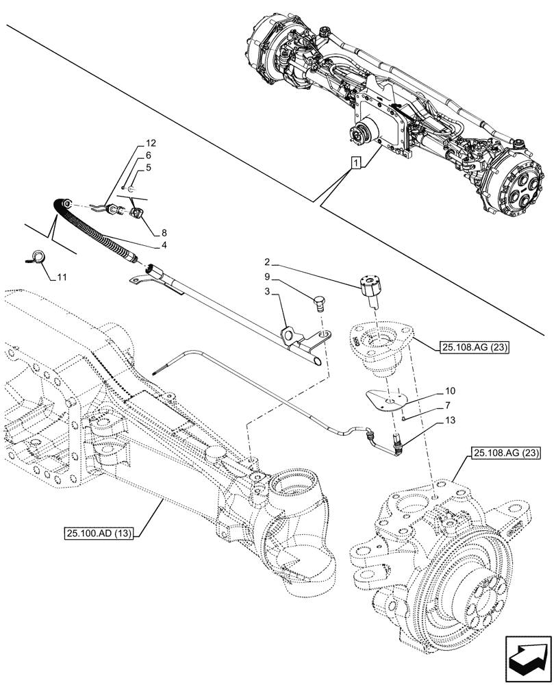 Схема запчастей Case IH PUMA 240 CVT - (55.047.AA[13]) - VAR - 758049 - SUSPENDED FRONT AXLE, W/ FRONT BRAKES, SENSOR (55) - ELECTRICAL SYSTEMS