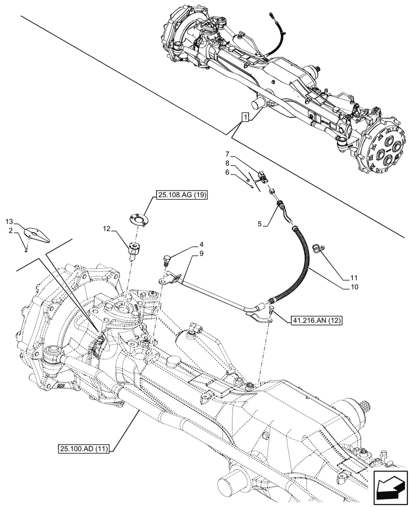 Схема запчастей Case IH PUMA 240 CVT - (55.047.AA[11]) - VAR - 391157 - 4WD FRONT AXLE, STEERING, SENSOR (55) - ELECTRICAL SYSTEMS