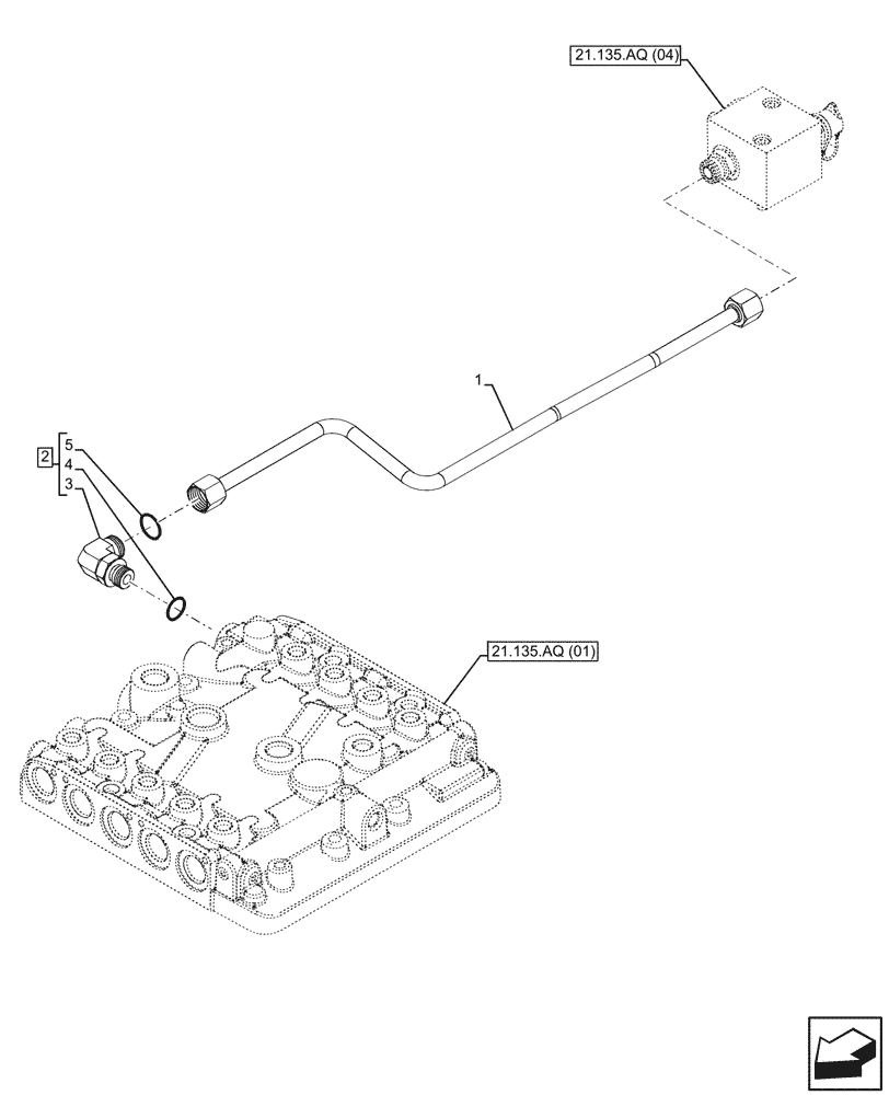 Схема запчастей Case IH PUMA 220 - (21.105.BL[02]) - VAR - 337429, 337430, 337431, 337432, 758018, 758019, 758020, 758021 - TRANSMISSION LUBRICATION LINE, POWERSHIFT (21) - TRANSMISSION