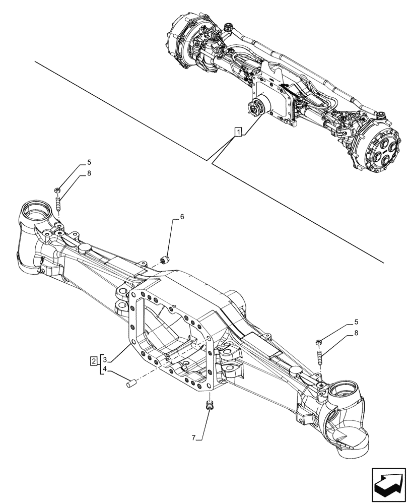 Схема запчастей Case IH PUMA 240 CVT - (25.100.AD[13]) - VAR - 758049 - SUSPENDED FRONT AXLE, W/ FRONT BRAKES, HOUSING (25) - FRONT AXLE SYSTEM