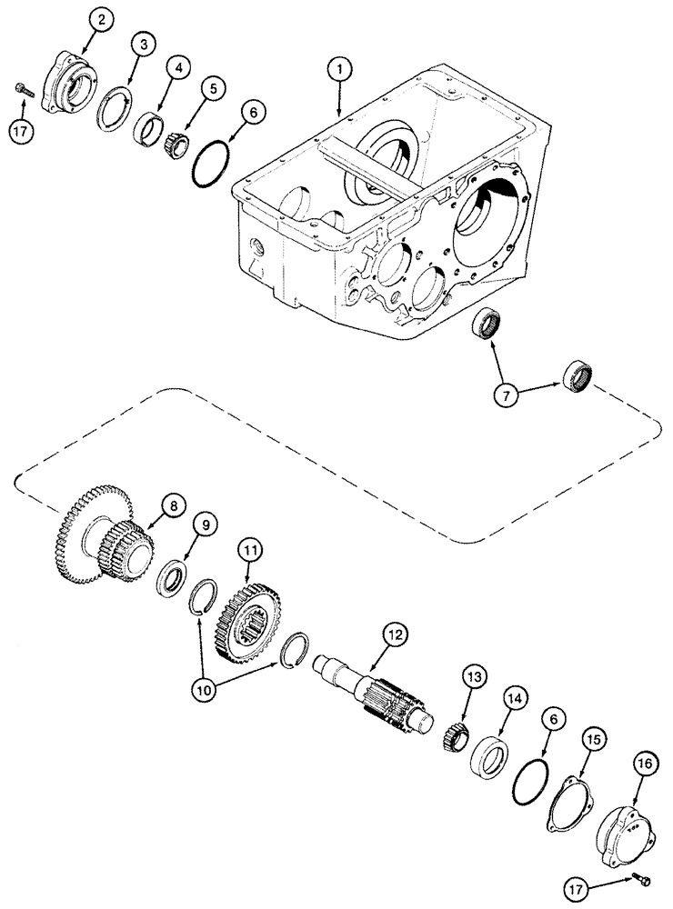 Схема запчастей Case IH 620 - (06-17) - TRANSMISSION ASSEMBLY - DIFFERENTIAL PINION SHAFT AND GEARS (03) - POWER TRAIN