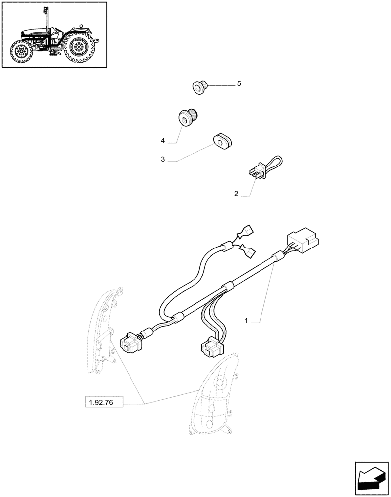 Схема запчастей Case IH JX1075C - (1.75.4[02]) - AUXILIARY CABLES (06) - ELECTRICAL SYSTEMS