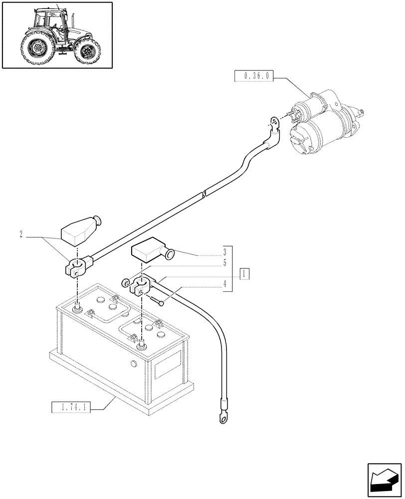 Схема запчастей Case IH JX70 - (1.75.3) - BATTERY CABLES (06) - ELECTRICAL SYSTEMS