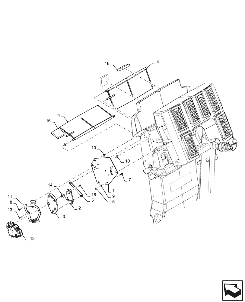 Схема запчастей Case IH PATRIOT 4440 - (90.160.AO[01]) - FRONT CONSOLE ASSEMBLY (90) - PLATFORM, CAB, BODYWORK AND DECALS