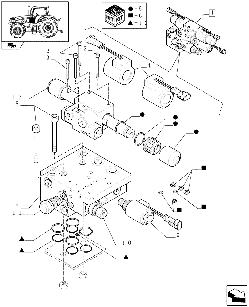 Схема запчастей Case IH PUMA 165 - (1.95.5/02A) - AUTOGUIDANCE VALVE - BREAKDOWN - C6831 (10) - OPERATORS PLATFORM/CAB