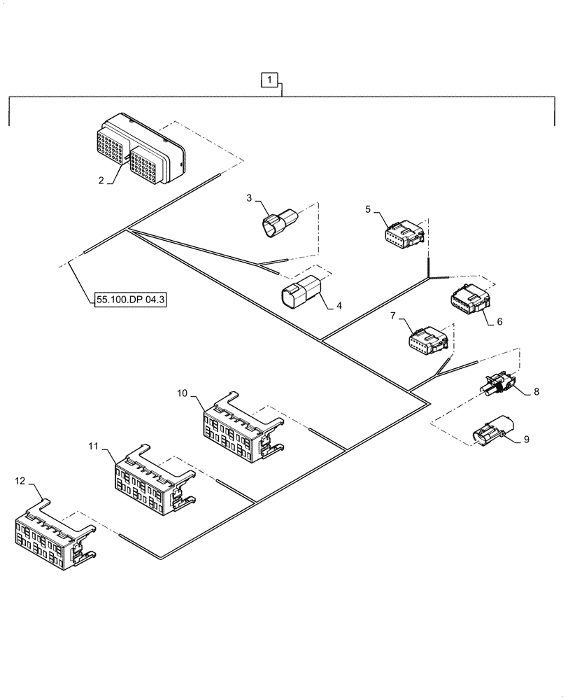Схема запчастей Case IH PATRIOT 4440 - (55.100.DP[04.2]) - CAB, LH COMPARTMENT HARNESS, PT 1, ASN YGT044000 (55) - ELECTRICAL SYSTEMS