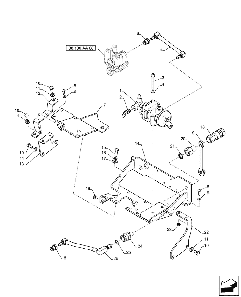 Схема запчастей Case IH PUMA 215 - (88.100.AA[07]) - DIA KIT, TRAILER BRAKES (88) - ACCESSORIES