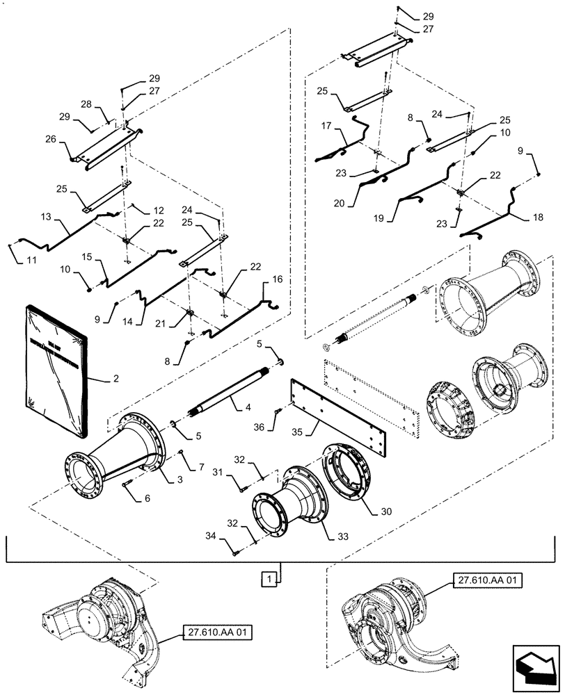 Схема запчастей Case IH MAGNUM 340 - (88.100.27[05]) - KIT, 136 INCH TREAD (88) - ACCESSORIES