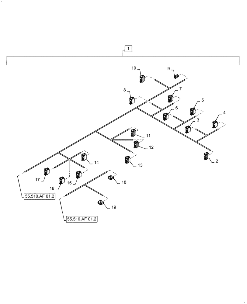 Схема запчастей Case IH PATRIOT 4440 - (55.510.AF[01.1]) - RH CONSOLE HARNESS, PART 1, ASN YGT044000 (55) - ELECTRICAL SYSTEMS