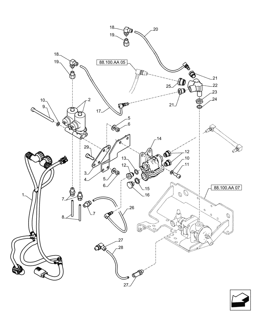 Схема запчастей Case IH PUMA 230 - (88.100.AA[08]) - DIA KIT, TRAILER BRAKES (88) - ACCESSORIES