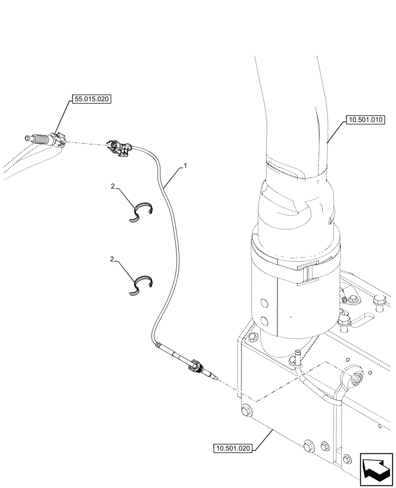 Схема запчастей Case IH FARMALL 80V - (55.014.060) - VAR - 759324, 759325 - MUFFLER, TEMPERATURE SENDER, EGT, CAB (55) - ELECTRICAL SYSTEMS