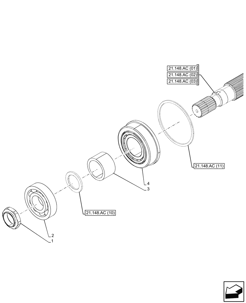 Схема запчастей Case IH PUMA 165 - (21.148.AC[09]) - VAR - 391136, 391138, 758011, 758012, 758013, 758014, 758015, 758016, 758017, 758018, 758019, 758020, 758021, 758022 - CENTRAL REDUCTION GEAR, BEARING (21) - TRANSMISSION