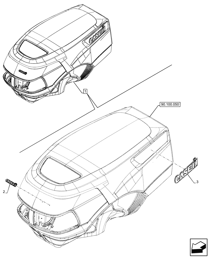Схема запчастей Case IH FARMALL 90N - (90.108.880) - VAR - 759028, 759029, 759031, 759033 - EMBLEM, HOOD, CASE, W/ DOC (90) - PLATFORM, CAB, BODYWORK AND DECALS