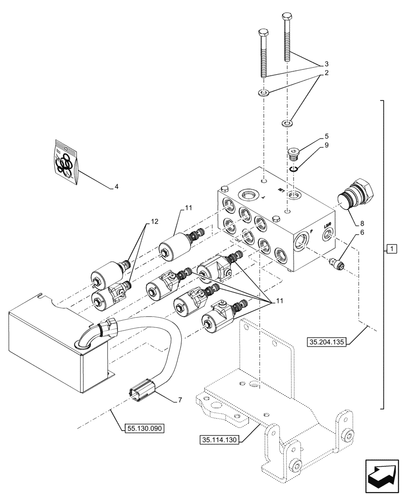Схема запчастей Case IH FARMALL 110N - (35.114.120) - VAR - 743536 - 3 POINT HITCH, CONTROL VALVE, W/ DOC (35) - HYDRAULIC SYSTEMS