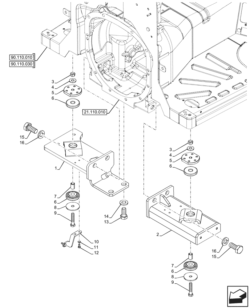 Схема запчастей Case IH FARMALL 100V - (90.110.330) - VAR - 759028, 759029 - PLATFORM, SUPPORT, FRONT, W/ DOC, W/O CAB (90) - PLATFORM, CAB, BODYWORK AND DECALS