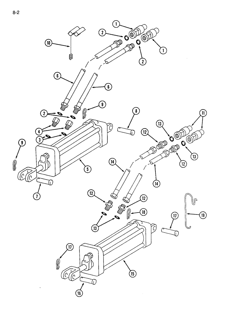 Схема запчастей Case IH 7200 - (8-02) - HYDRAULIC SYSTEM - LIFT, SINGLE DRILL, EARLY MACHINES, LATER (08) - HYDRAULICS