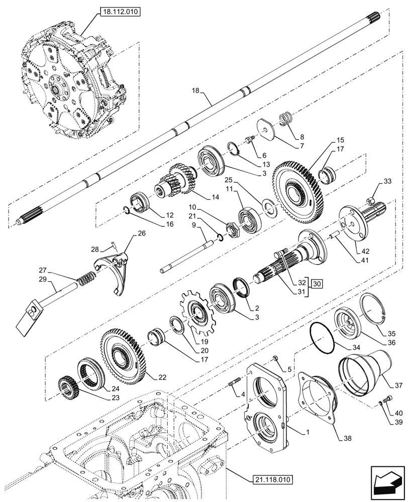 Схема запчастей Case IH FARMALL 100CL - (31.114.040) - VAR - 330808, 330817, 333804, 758929 - PTO 540/1000 RPM, SHAFT, TRANSMISSION, GEAR (31) - IMPLEMENT POWER TAKE OFF