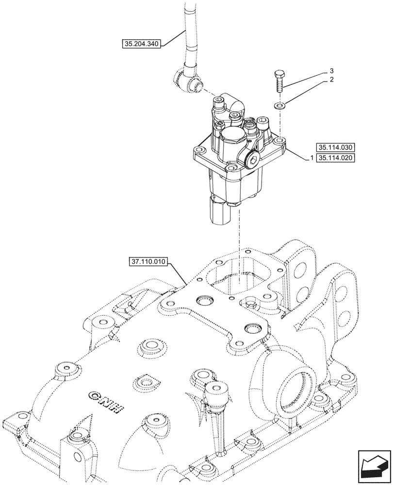 Схема запчастей Case IH FARMALL 110CL - (35.114.010) - VAR - 744833, 759013 - REAR, HYDRAULIC LIFT, CONTROL VALVE, MOUNTING (35) - HYDRAULIC SYSTEMS