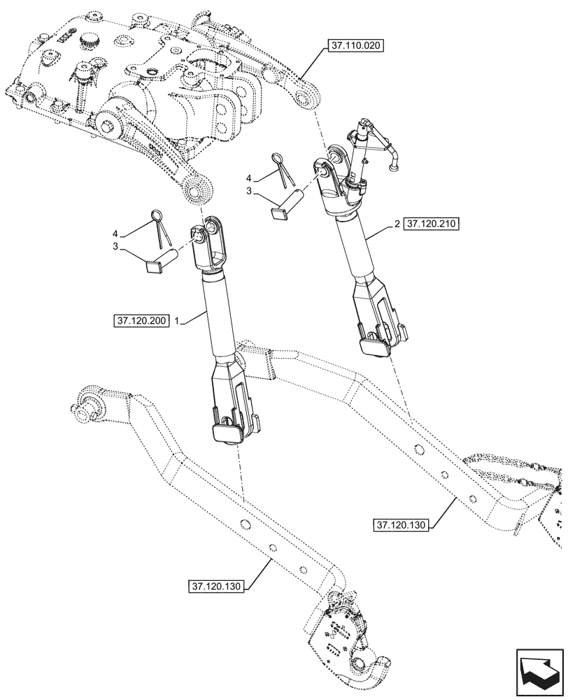 Схема запчастей Case IH FARMALL 110CL - (37.120.190) - VAR - 758895 - REAR, 3 POINT HITCH, ADJUSTMENT ROD (37) - HITCHES, DRAWBARS & IMPLEMENT COUPLINGS