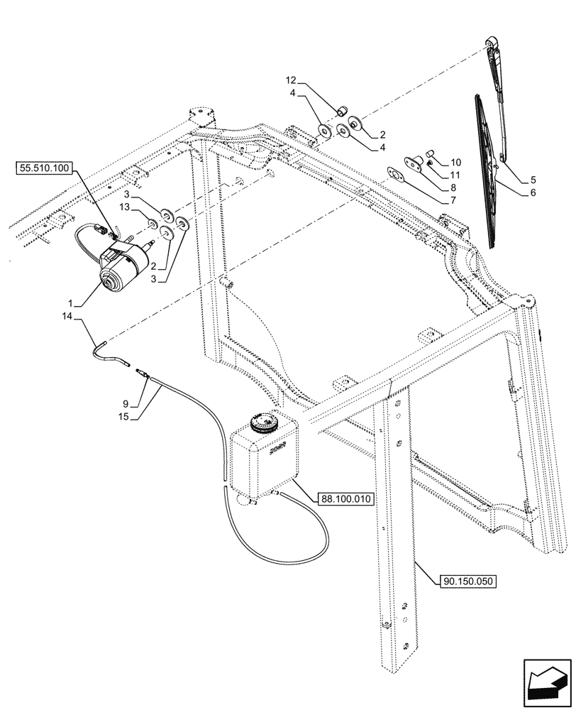 Схема запчастей Case IH FARMALL 100CL - (55.518.030) - VAR - 330642 - REAR, WIPER, CAB (55) - ELECTRICAL SYSTEMS