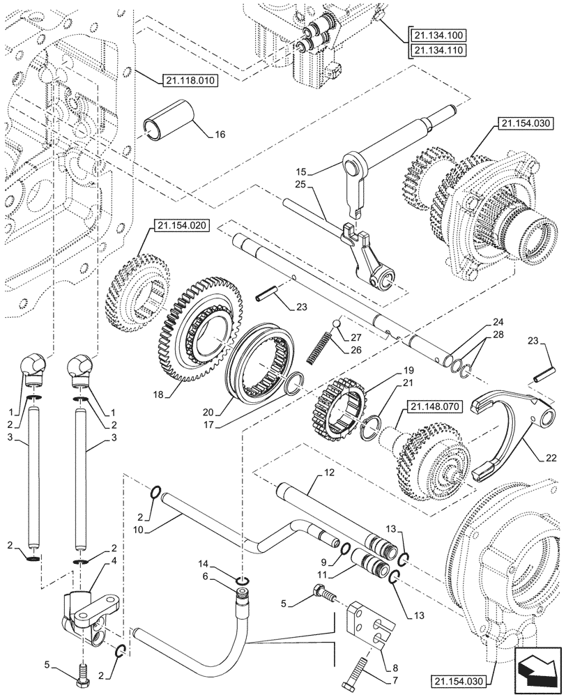 Схема запчастей Case IH FARMALL 90CL - (21.134.120) - VAR - 743968 - POWERSHUTTLE, TRANSMISSION CONTROL VALVE, COMPONENTS, PIPE, CREEPER, HI-LO (21) - TRANSMISSION