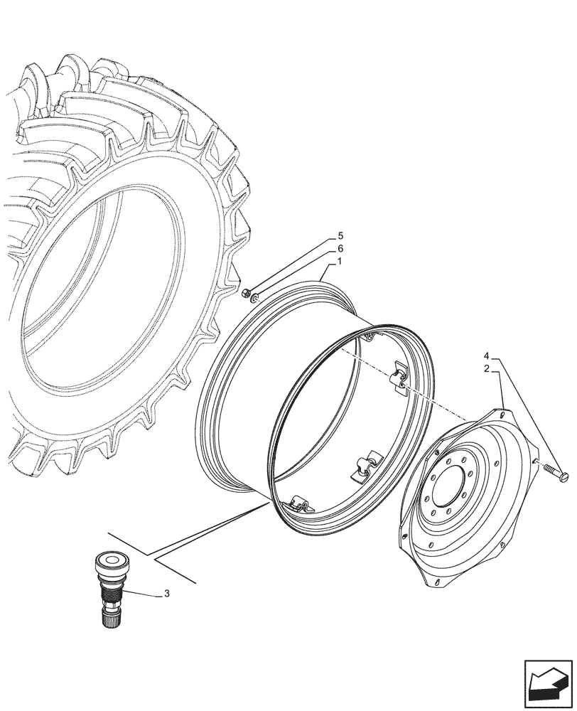 Схема запчастей Case IH FARMALL 110CL - (44.520.020) - VAR - 8951401 - REAR, WHEEL (W13X28) (44) - WHEELS