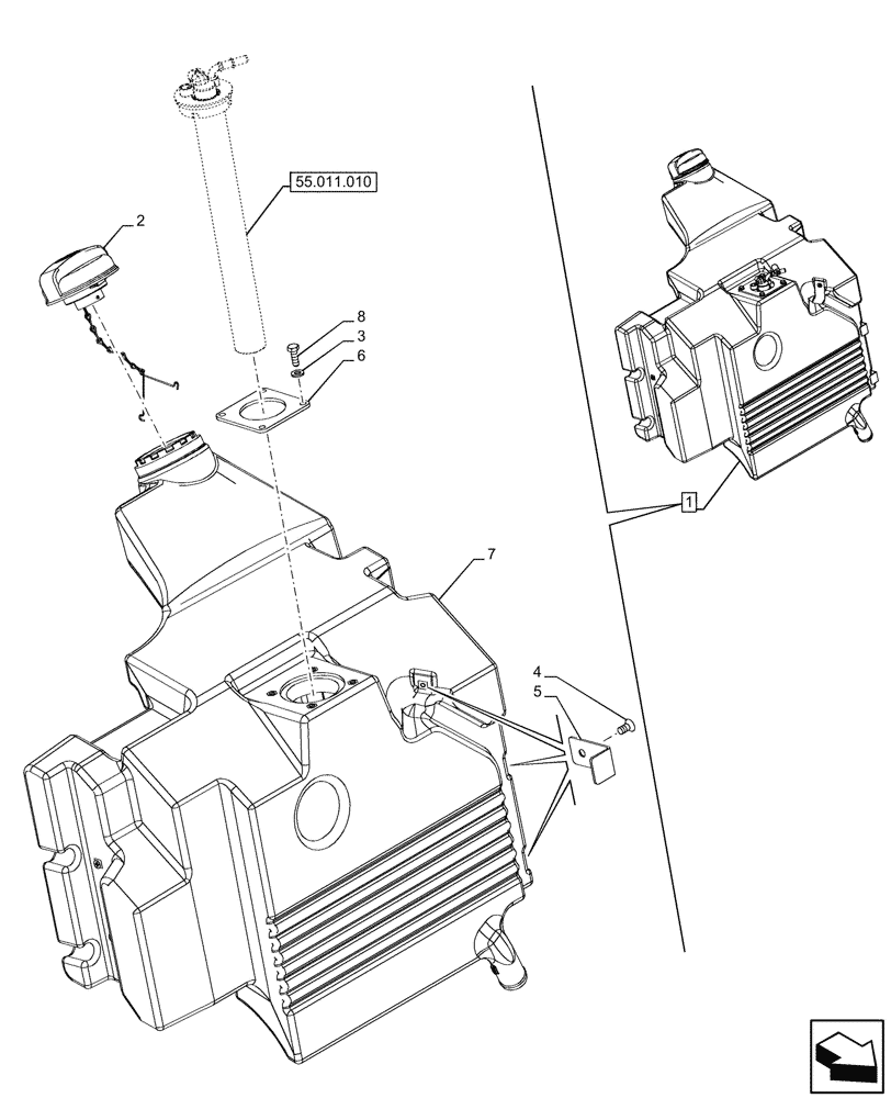 Схема запчастей Case IH FARMALL 110CL - (10.216.030) - VAR - 759004 - FUEL TANK (10) - ENGINE