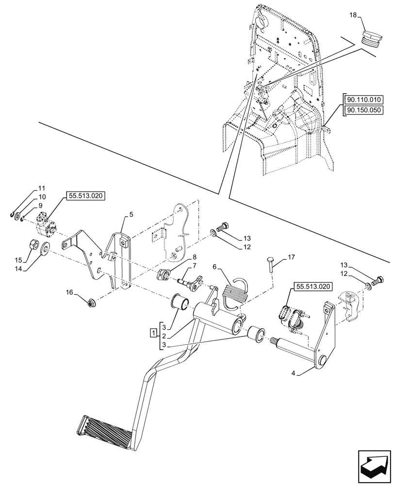 Схема запчастей Case IH FARMALL 80CL - (18.104.010) - VAR - 330273, 743509 - CLUTCH, PEDAL, ELECTROHYDRAULIC ENGAGEMENT, CONTROLS (18) - CLUTCH